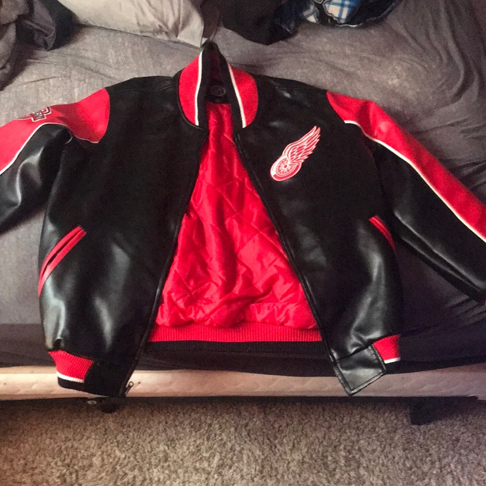 Red wings leather jacket